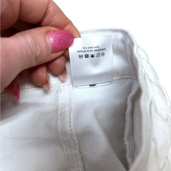 Veronica Beard Jeans Skirt Women's Size 8 Button Front Braided White Denim Mini